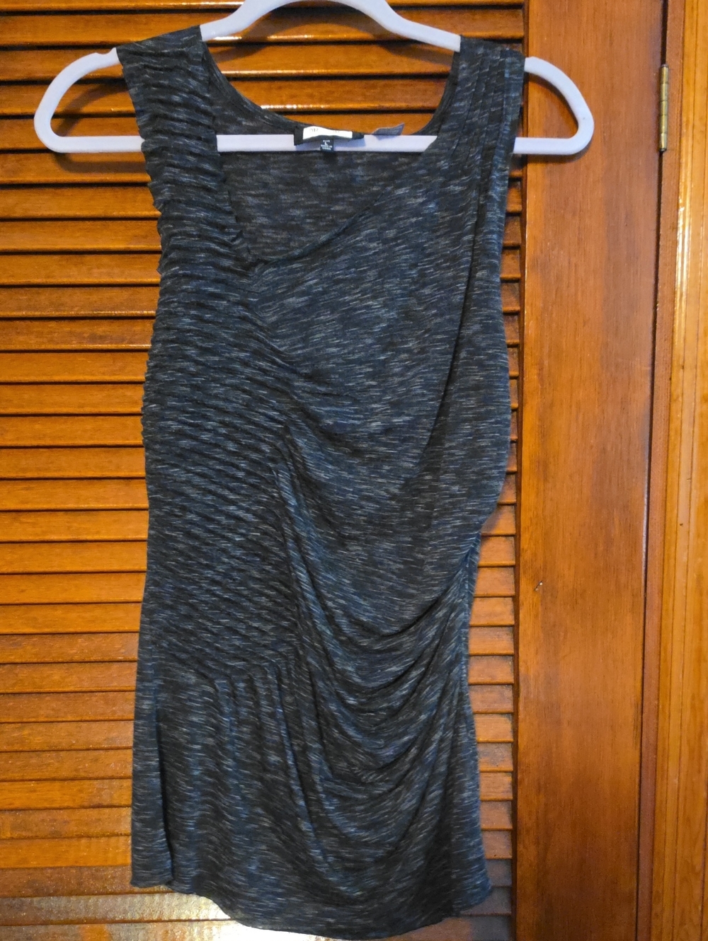 Miss Me Charcoal Gray Asymmetrical Draped Sleeveless Dress